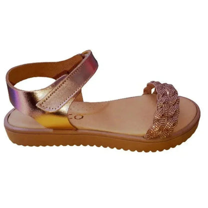 Ricco Ricco Παιδικά Ελληνικά Δερμάτινα Πέδιλα Χειροποίητα Ανατομικά για Κορίτσια Χαλκος Πέδιλο Κορίτσι / Sandals Girl Ricco-SS22-30163-Bronze-Poline-_-_-815