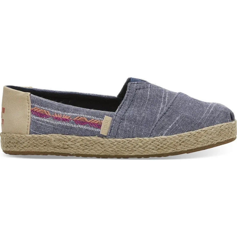 Toms Toms Παιδικές Εσπαντριγιες Navy Rugged Chambray Rope Τζιν Εσπαντρίγιες Κορίτσι / Espadrilles Girl Toms-10013601-Navy-Poline-_-_-883