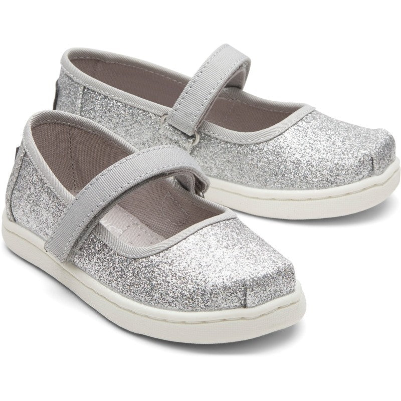 Toms Toms Παιδικές Μπαλαρίνες με Σκρατς Υφασμάτινες Ασημί Mary Jane Iridescent Εσπαντρίγιες Κορίτσι / Espadrilles Girl Toms-SS23-10011521-Silver-Poline-_-_-924
