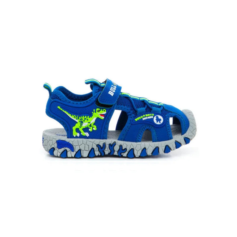 Bull Boys Children's Anatomical Sandals for Boys with Dinosaurs and Lights Blue