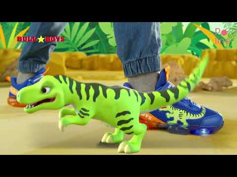 Bull Boys Children's Anatomical Sneakers for Boys with Dinosaurs and Lights Blue